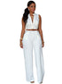 White Belted Wide Leg Jumpsuit